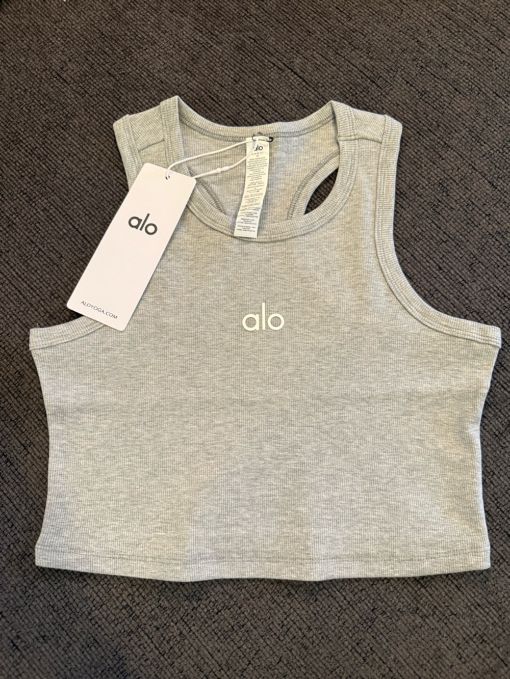 ALO Yoga Light Heather Gray Ribbed Cropped Tank NOT FOR SALE - Picture 2 of 5